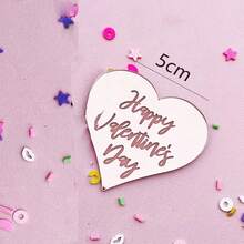 5入組丙烯酸情人節蛋糕插牌,愛的提議甜點桌心形裝飾品,蛋糕裝飾 - 金色 - 查看 4