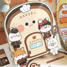 一個尺寸的麵包店紙質玩具書DIY手工安靜書食品紙娃娃，附材料以紓壓和創作手帳 - 紫紅色 - 查看 6