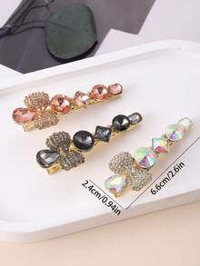Crystal Bow Alligator Hair Clip Hair Accessory With Rhinestones, Glass Side Hairpin For Women - Multicolor - View 2