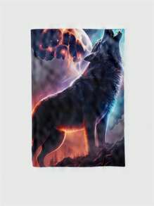 1pc Wolf Printed Flannel Fleece Blanket, Unisex Home Essential For All Seasons - Multicolor - View 4