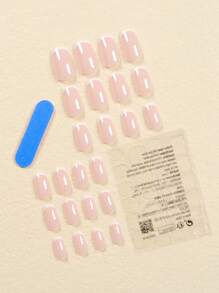 升級你的造型24入組中庸&白色法式簡約風格指甲藝術套裝,適用於女孩、派對、舞蹈、日常穿著 - 彩色 - 查看 2