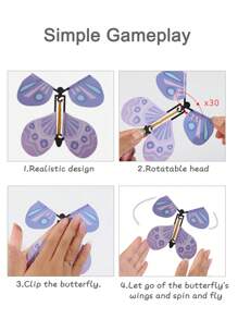 10入組隨機款式蝴蝶玩具,魔術上發蝴蝶驚喜盒,魔術上發蝴蝶驚喜玩具,適用於婚禮,生日,派對書籍和賀卡（有些部分隨機發送） - 彩色 - 查看 4