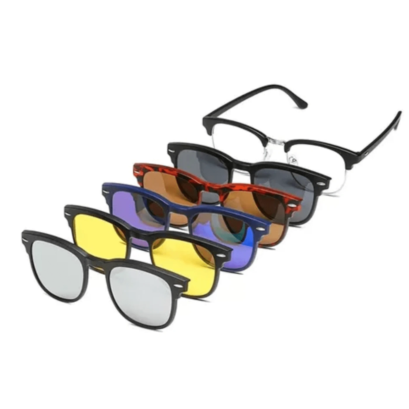 Lentes para graduación con 5 clips Magnéticos intercambiables. Lentes con 5 Clips - Plateado - Ver 1