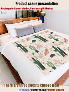 1入組-可愛仙人掌印花新禮品毯,休閒風格,法蘭絨,長方形,柔軟舒適的午休毯,適合寵物,適合旅行和旅遊,適合客廳沙發,適合所有季節 - 彩色 - 查看 4