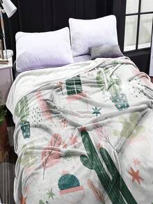 1入組-可愛仙人掌印花新禮品毯,休閒風格,法蘭絨,長方形,柔軟舒適的午休毯,適合寵物,適合旅行和旅遊,適合客廳沙發,適合所有季節 - 彩色 - 查看 6