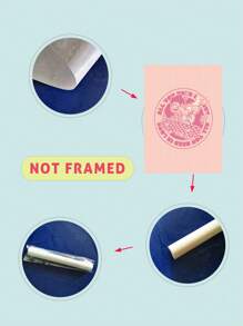 1pc Cartoon Pattern & Letter Print Canvas Painting Core, Waterproof Rectangle Shape Wall Decor Painting Without Frame For Living Room, Study Room, And Bedroom - Multicolor - View 5