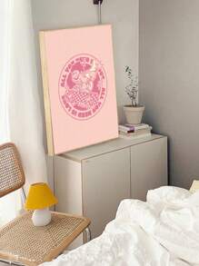 1pc Cartoon Pattern & Letter Print Canvas Painting Core, Waterproof Rectangle Shape Wall Decor Painting Without Frame For Living Room, Study Room, And Bedroom - Multicolor - View 3