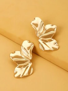 1 对时尚锌合金花形耳钉，适合女士日常装饰情人节 - 金黃色 - 查看 3