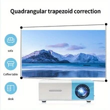 Zzpqvt超迷你投影儀,便攜式迷你電影投影儀,支援高清1080p解碼播放,可投射50-80英寸大屏幕,兼容多種豐富接口,適合家庭娛樂、露營派對、辦公場景和聖誕節投影儀 - 藍色 - 查看 7
