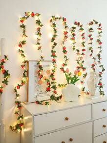 1入24顆led燈2.4米小玫瑰花藤燈串 - 淺粉加深粉 - 查看 2