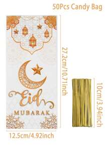 25/50/100 Pcs/Pack Plastic Cookie/Candy Bags With Metallic Gold Star And Moon Pattern, Suitable For Festival Gift Packaging - Multicolor - View 3