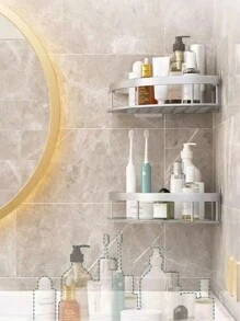 1 Pack, Bathroom Triangular Storage Rack, Bathroom Corner Storage Rack Without Punching, Bath Accessories Storage Rack, Washbasin Cosmetics Storage Rack, Kitchen Corner Storage Rack Home Bathroom Decor Bathroom Organizer Summer Back To School