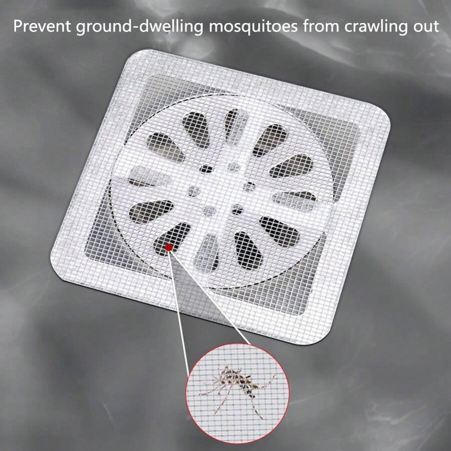 10 Piezas Cubierta De Drenaje De Malla Autoadhesiva Con Patrón De Rejilla Para Prevenir Que Las Cucarachas Y Los Pequeños Insectos Voladores Obstruyan El Alcantarillado De La Cocina Y El Baño - Pegatina de drenaje de piso de rejilla Tianzi 10 piezas - Ver 1