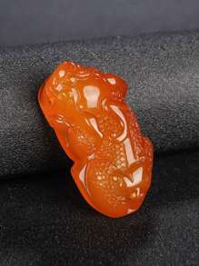 Agate Jade Fengshui PIXIU Pendant Lucky Necklace - Yellow - View 4