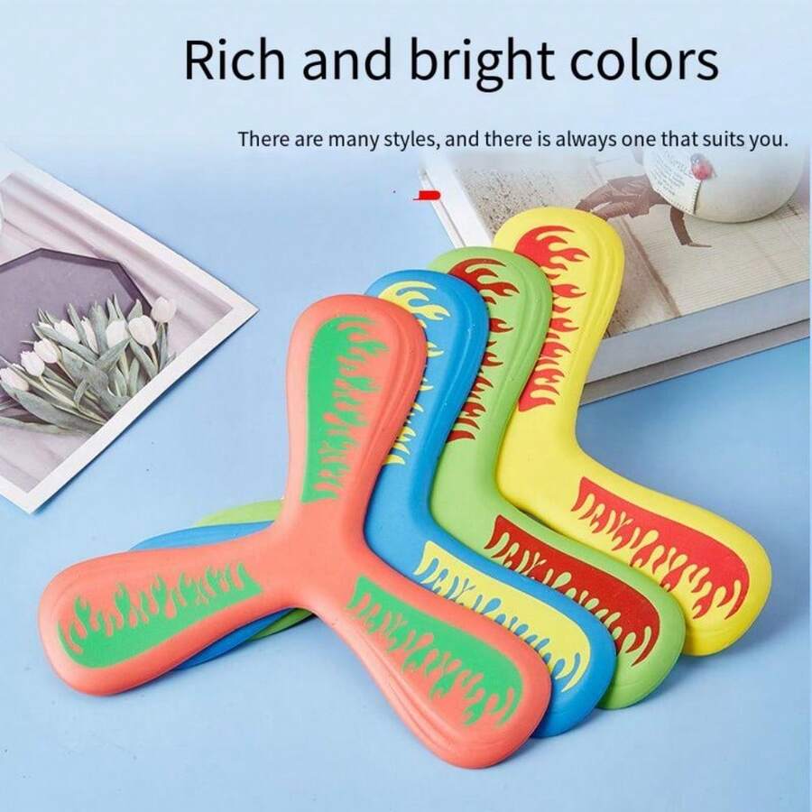 1pc Tri-Blade Boomerang Outdoor Toy For Teenagers, Soft And Durable Eva Material, Easy To Catch And Throw - Yellow - View 1