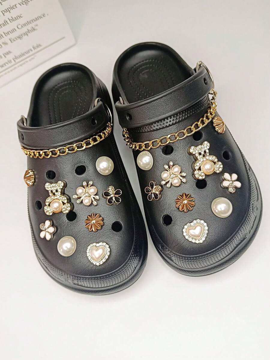 20pcs/Set Removable Gold Bear Series Shoe Charms For Clogs - Gold - View 1