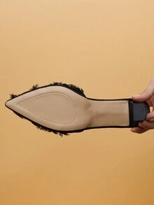 Women's High Heels, New Style Pointed Thick-Heeled Slippers For Outdoor & Casual Occasions - Black - View 7