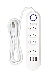 Régua Extensão 4 Tomadas 3 USB Cabo 2m - A191 - Branco - Visão 1