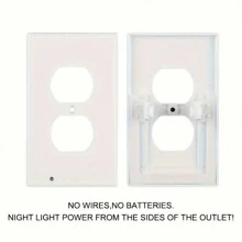 1入裝雙插座電源插座插座板,帶有led夜燈 - 自動開/關感應器 - 取代插入夜燈,led夜燈內置電源插座牆板 - 自動打開/關閉夜燈 - 白色 - 查看 9