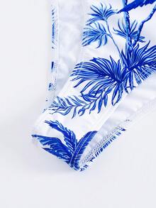 Women's Coconut Tree Print One Piece Swimsuit Set Summer