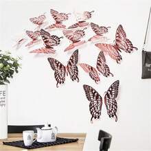 12pcs 3d Butterfly Wall Stickers, Hollow Out Paper Butterflies Decals For Living Room, Study And Home Decoration - Redwood - View 2