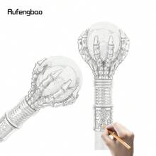 rufengbao 黑色玻璃球蒸氣龐克手杖時尚裝飾手杖紳士豪華拐杖旋鈕手杖 93 厘米 - 黑色 - 查看 9