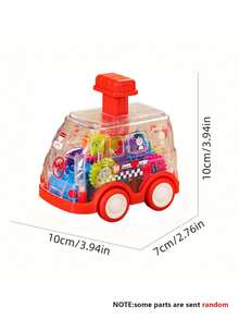 1入組卡通玩具車迷你按壓車，慣性退卻車滑行玩具車，生日禮物、學校、學生、文具、學用品教育玩具