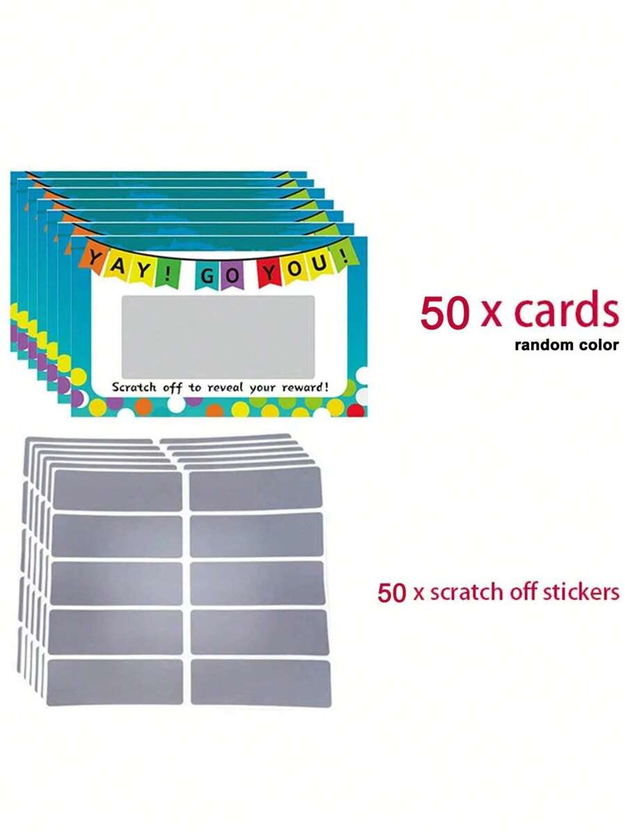 50pcs/Set Creative DIY Scratch-Off Cards Handwritten Valentine's Day Game Scratch Cards - Multicolor - View 1