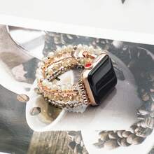 Apple Watch 表带兼容 Apple Watch 表带 49 毫米 46 毫米 45 毫米 44 毫米 42 毫米/42 毫米 41 毫米 40 毫米 38 毫米女款，时尚手工弹力拉伸表带兼容 Apple Watch Series10 9 Ultra SE 8 7 6 5 4 3 2 1 女款 - 玫瑰金 - 查看 5