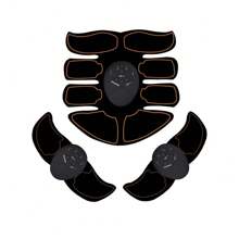 腹部肌肉貼,腹部肌肉按摩器健身腹部按摩器,強化腹部塑身,按摩貼訓練腹部肌肉,快速訓練設備腹部貼片按摩器 - 黑色 - 查看 4