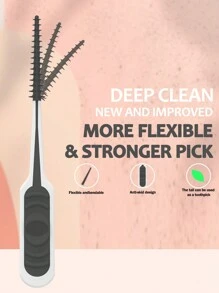 Dr. Emma 100Ct/Pack Dental Picks Charcoal Brush Picks 100Ct/Pack, Tooth Picks, Teeth Cleaning Tool - 黑與白 - 查看 4