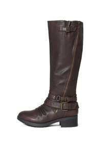 Women'S Camel Fur Lined Knee High Riding Boots Wide Calf - 鏽棕色 - 查看 5