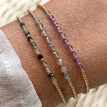 1 件天然寶石串珠手鍊 2024 年新款治癒保護鏈手工彈性珠寶激勵禮物送給她 - 彩色 - 查看 4
