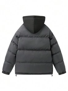 Men's Thickened Zipper Up Stand Collar Sports Coat - Dark Grey - View 2