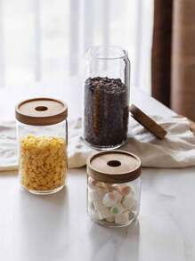 Glass Storage Jar, Kitchen Food Grain Coffee Bean Tea Leaf Sealed Transparent Canister For Storage & Organization - Brown - View 5