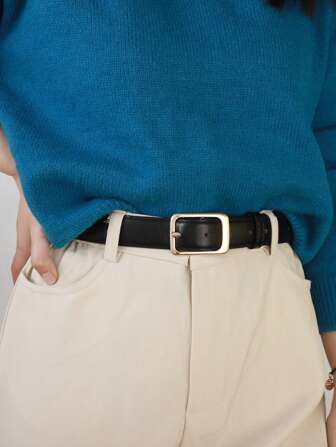 2000s Simple Style Square Buckle Belt For Coats And Dresses,Jeans Pants Summer, School Fall, Autumn, Halloween