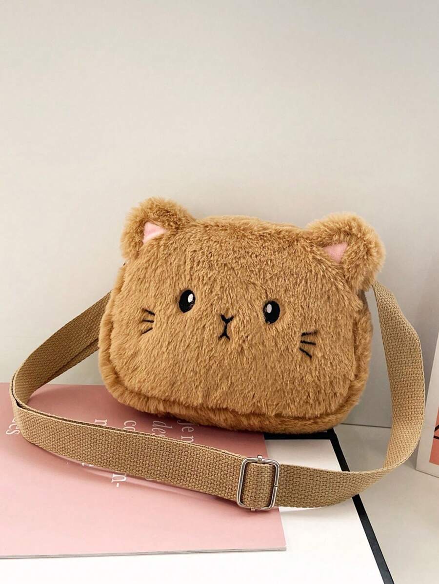Borsa a tracolla piccola e diagonale per bambini, stile carino e alla moda Harajuku, con motivo a gatto