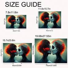 1入組無框情侣骷髏之吻藝術海報,附帶帆布印刷裝飾,適用於臥室、客廳、書房、走廊、家庭、電影院、花園、娛樂室 - 彩色 - 查看 6