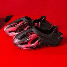 Men's Coconut Breathable Clogs For Summer Outdoor Beach Sports, Anti-Slip And Hollow Toe For Cool Feeling - Red - View 1