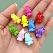 10入組卡通可愛的立體兔子豆珠,diy珠寶配件,13*19mm亞克力動物掛墜,製作手鍊 - 約13*19mm/10個 - 查看 8