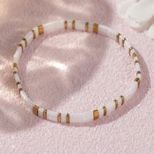 1 件 Tila 彩色玻璃种子堆叠 2025 时尚手工串珠手链手工弹力简约珠宝青少年女士礼物