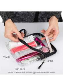 Transparent Pvc Toiletry Bag, Travel Storage Bag, Portable Unisex Organizer For Business Trip - Black - View 3