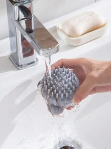 1 件矽膠頭皮按摩器洗髮刷軟毛沐浴刷液體分配器 - 彩色 - 查看 6