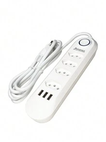 Régua Extensão 4 Tomadas 3 USB Cabo 2m - A191 - Branco - Visão 3