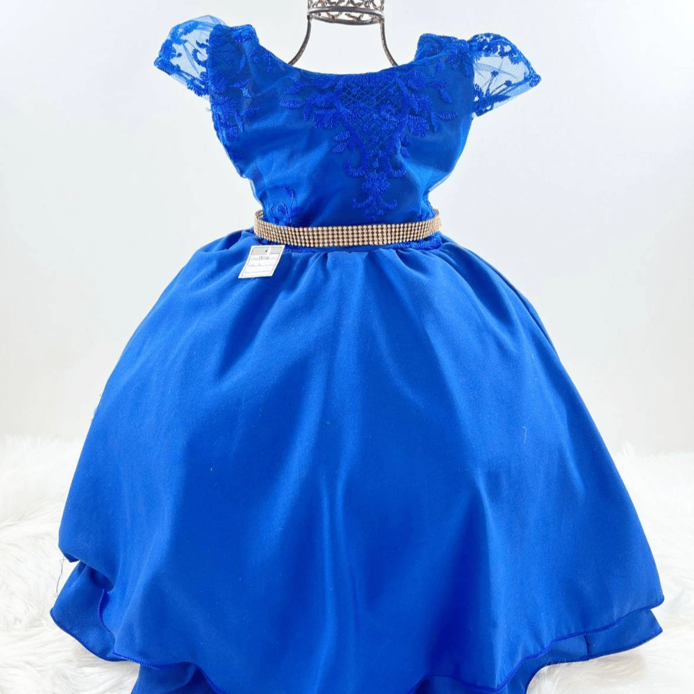 Vestido Azul Royal infantil de festa tamanho 4 ao 12 jm996 - Azul Royal - Visão 1