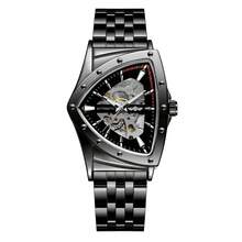 T-WINNER 1枚男士黑色時尚三角形中空自動機械錶，夜光錶盤，頂級品牌，奢華不銹鋼錶帶，商務/休閒運動手錶，禮品 - 黑色 - 查看 6