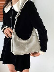 Vintage Korean Version Versatile Literary Simple Shoulder Handbag Casual Women's Cross-Body Bag Autumn And Winter Retro Tote Bag Casual Large-Capacity Commuter Bag - White - View 4