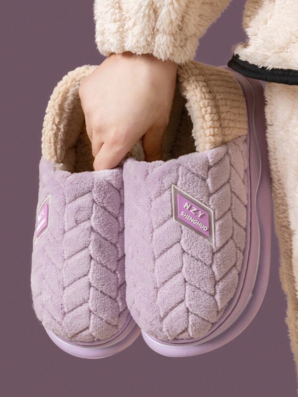 Women'S Winter Warm Plush Thickened Antislip Soft Sole House Slippers