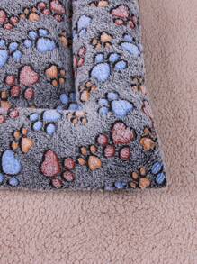 1入組帶印花圖案的法蘭絨寵物墊,底部加厚黑色無紡布,適用於小型和中型貓狗寵物床 - 彩色 - 查看 5