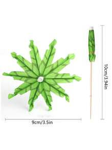 10入組飲料雨傘雞尾酒捲餅,手工綠色椰子棕櫚樹陽傘水果傘插在飲料、杯子、杯子蛋糕、水果盤等上,泳池趴酒吧裝飾。 - 彩色 - 查看 2